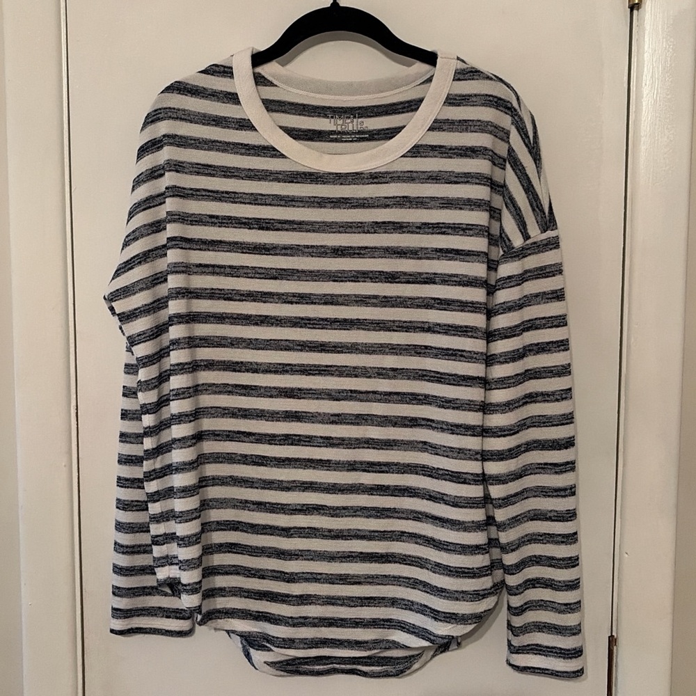 Time and Tru Navy and White Striped Top